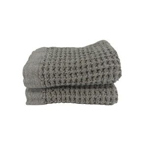 Onsen Supima Cotton Hand Towels Set of 2 Cinder Grey 8x30 Waffle New No Tags